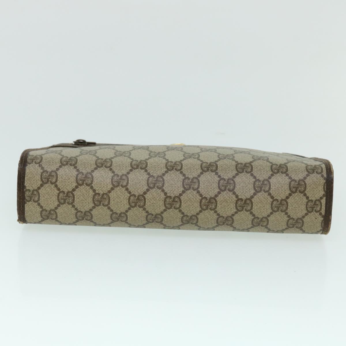 GUCCI GG Canvas Clutch Bag PVC Leather Beige Brown 014 123 6053 Auth bs8482