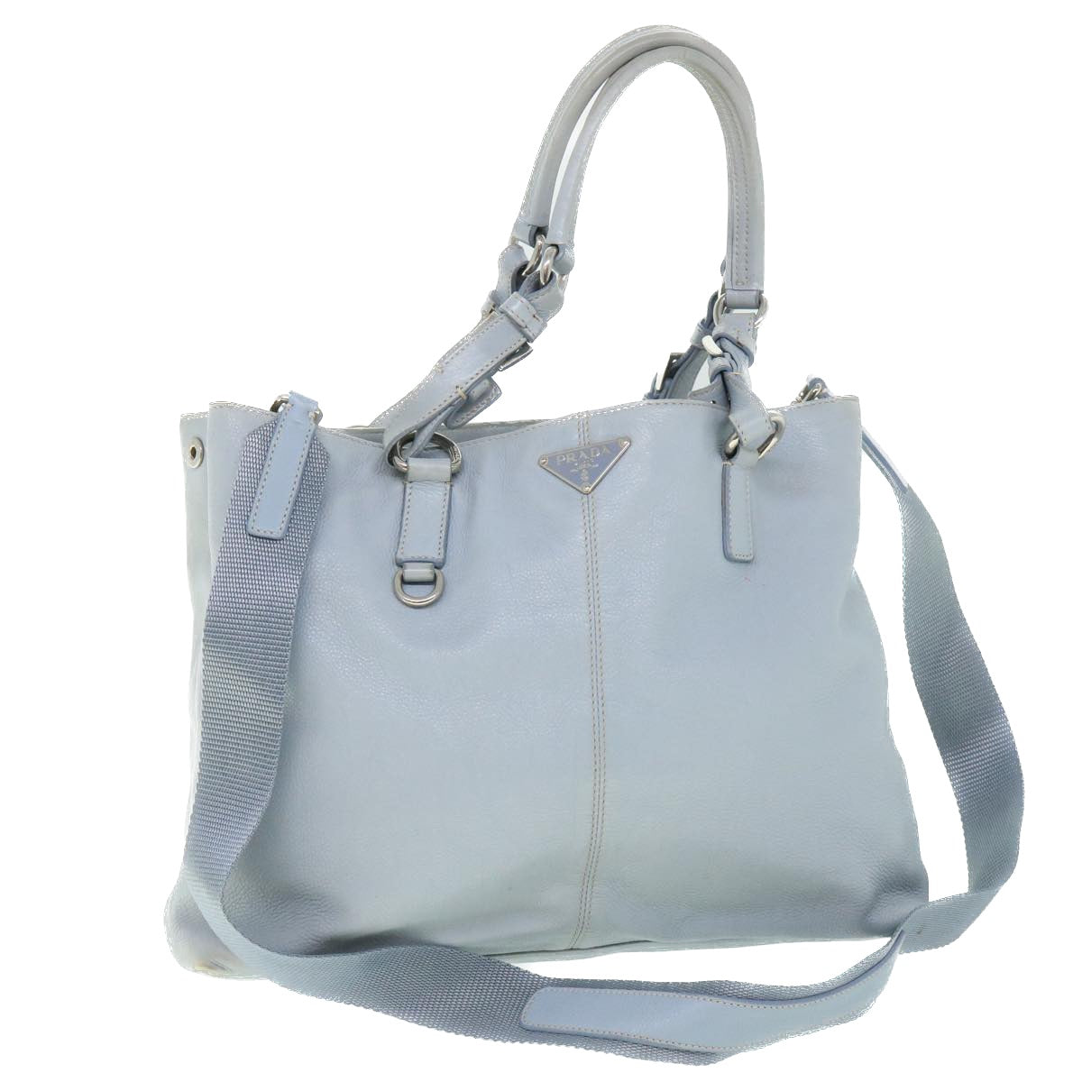 PRADA Shoulder Bag Leather Light Blue Auth bs8483