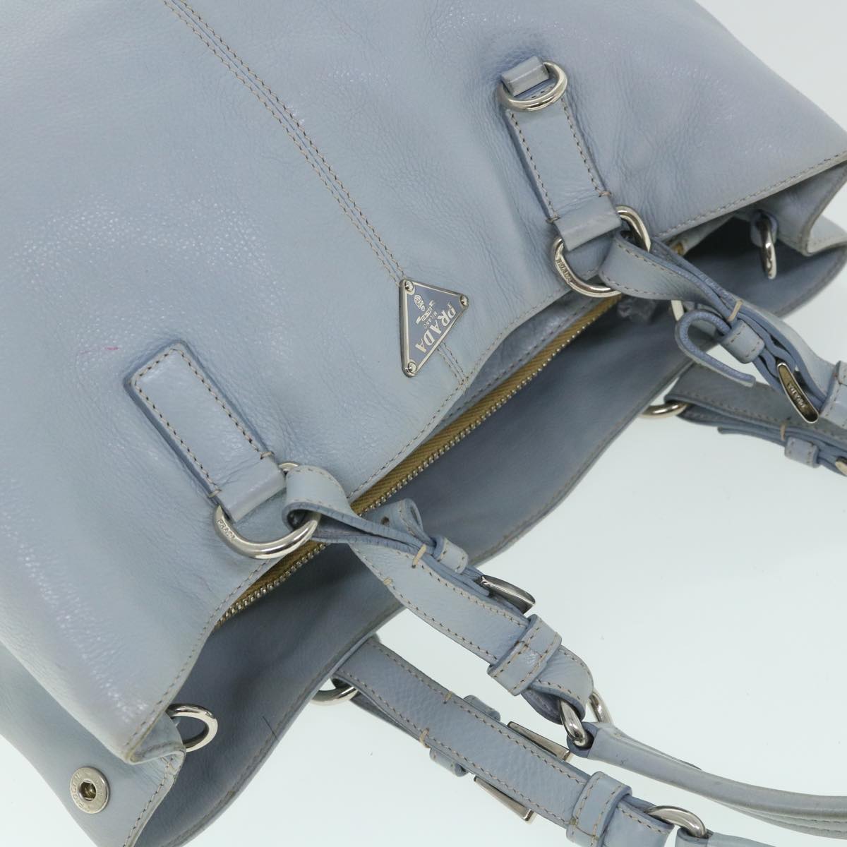 PRADA Shoulder Bag Leather Light Blue Auth bs8483