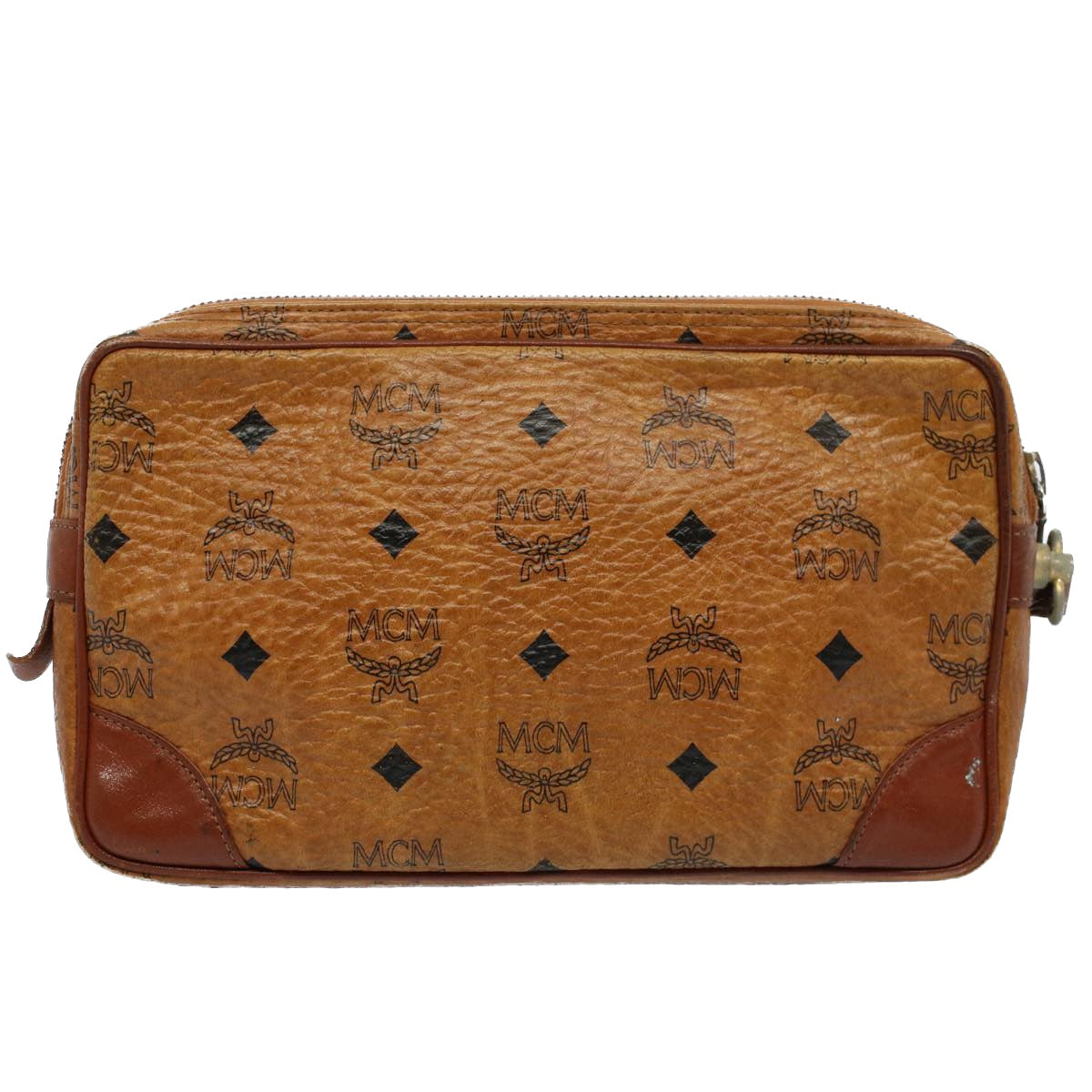 MCM Vicetos Logogram Clutch Bag PVC Leather Brown Auth bs8486 - 0