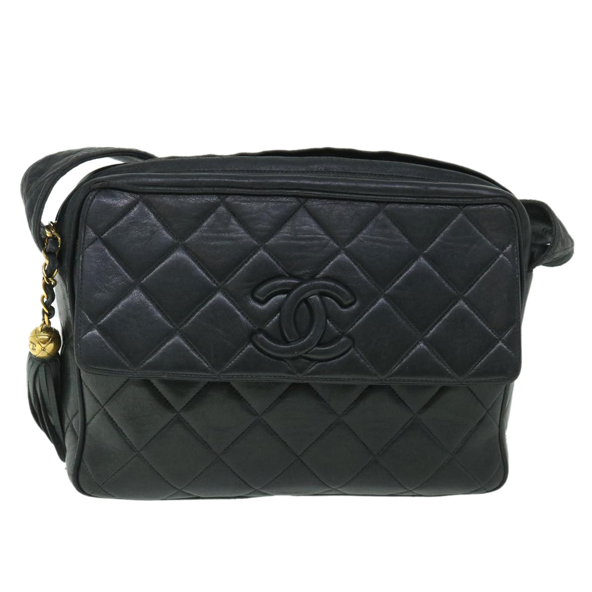 CHANEL Shoulder Bag Leather Black CC Auth bs8498 - 0