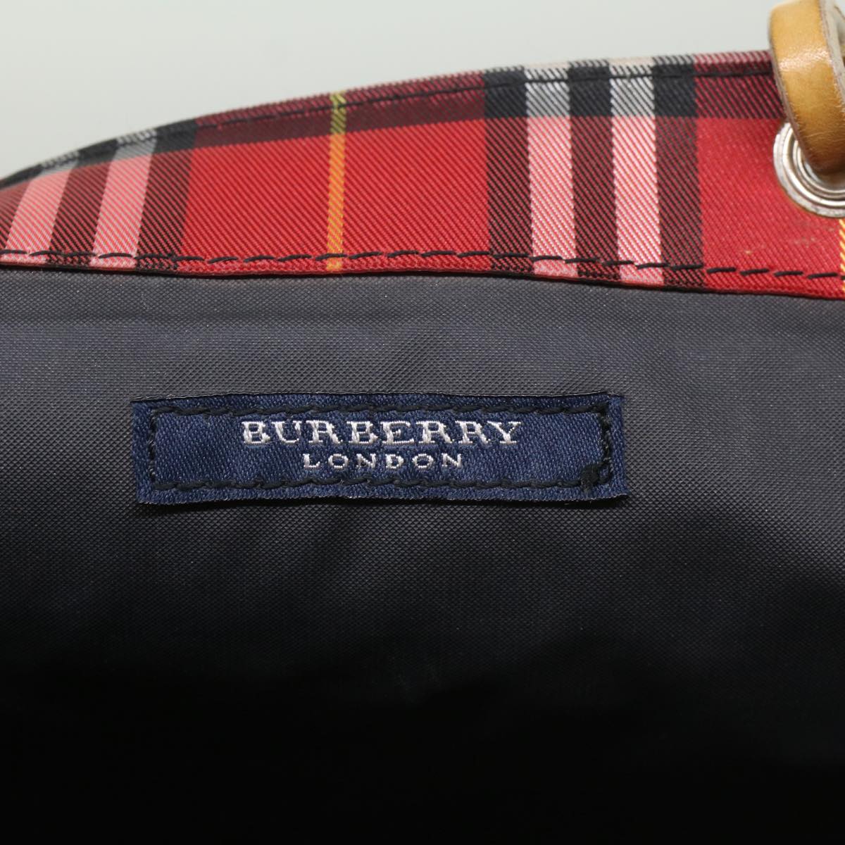 BURBERRY Nova Check Tote Bag Canvas Leather Red Black Auth bs8508