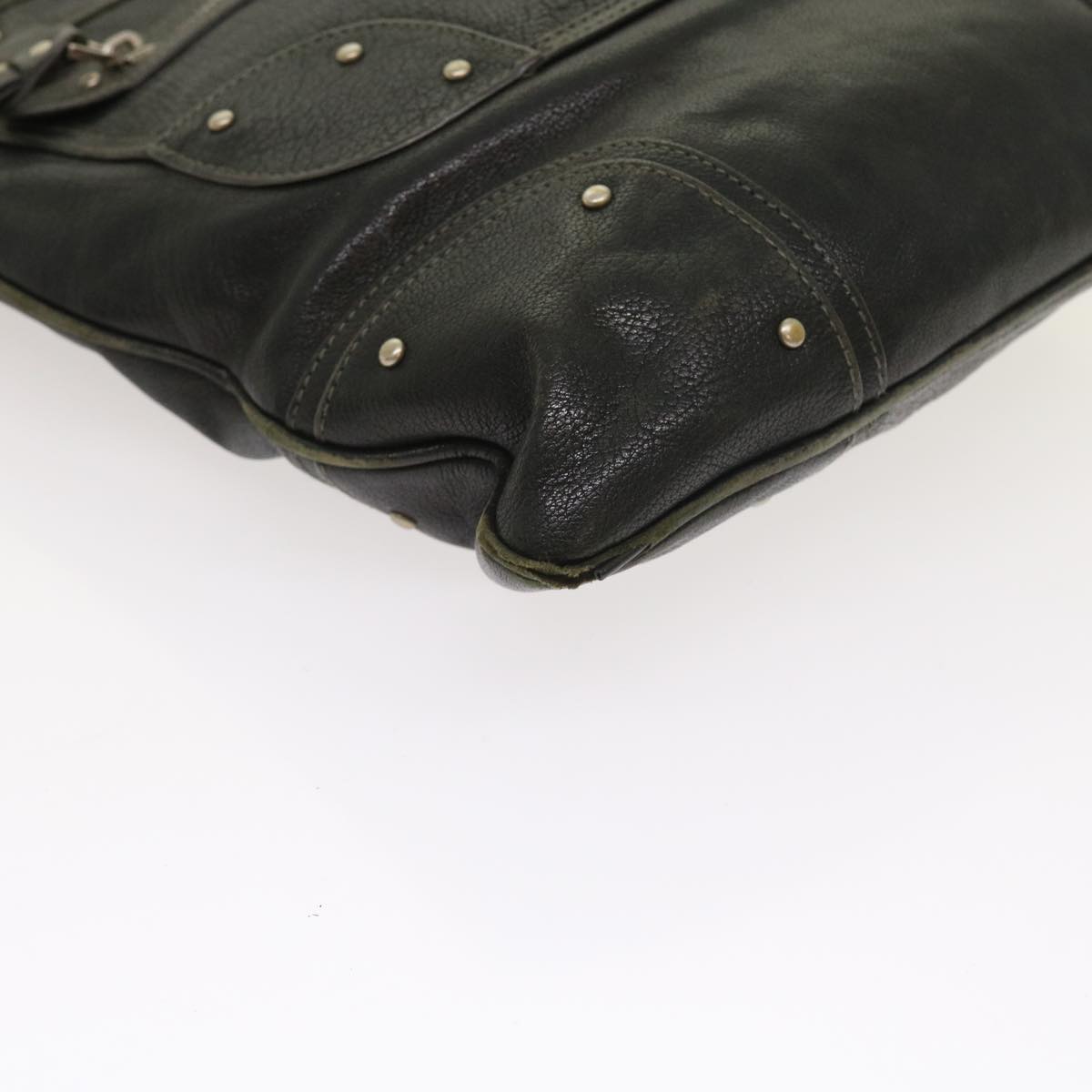 BALLY Shoulder Bag Leather 4Set Black Gold Brown Auth bs8534