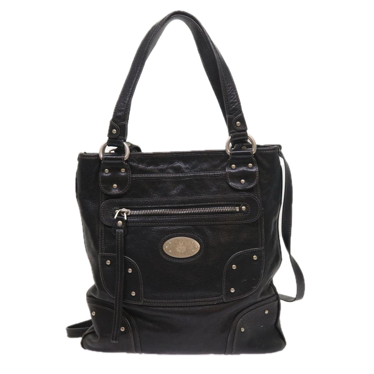 BALLY Shoulder Bag Leather 4Set Black Gold Brown Auth bs8534 - 0