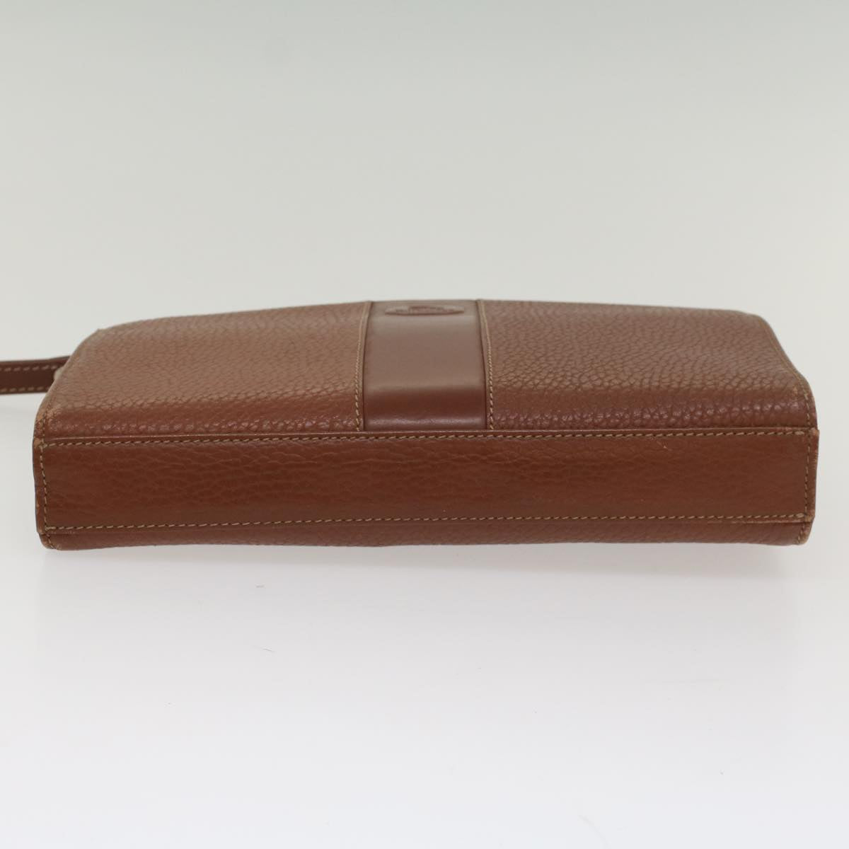 Burberrys Clutch Bag Leather Brown Auth bs8539