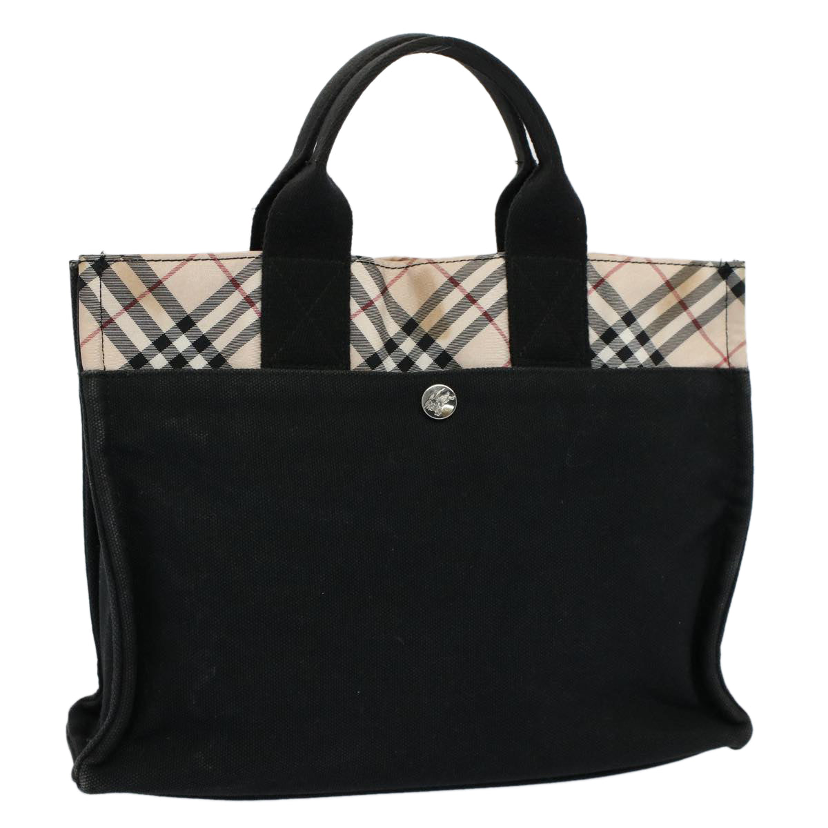 BURBERRY Blue Label Tote Bag Canvas Black Auth bs8542