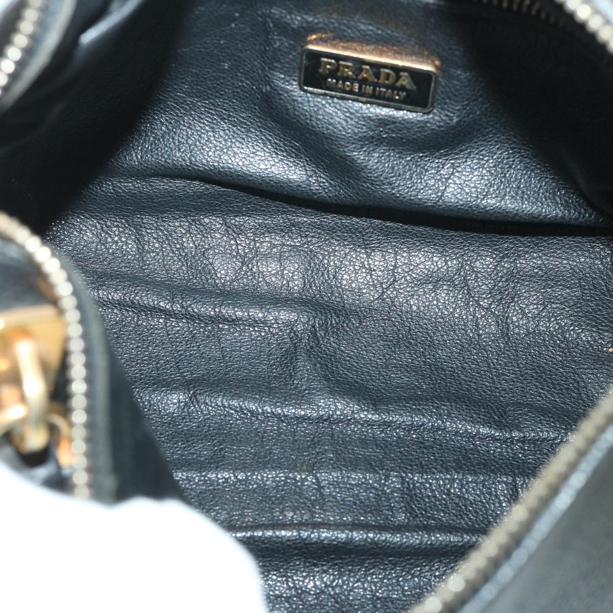 PRADA Shoulder Bag Leather Black Auth bs8544