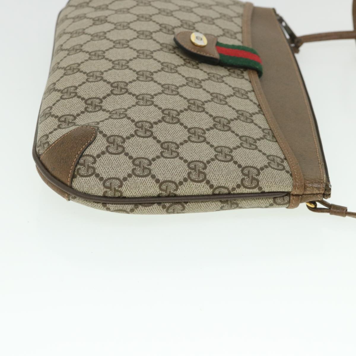 GUCCI GG Canvas Web Sherry Line Shoulder Bag Beige Red 904 02 026 Auth bs8545