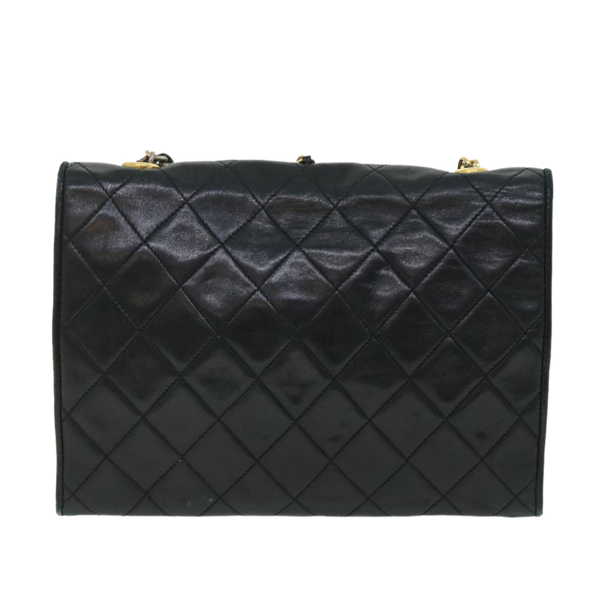 CHANEL Chain Shoulder Bag Lamb Skin Black CC Auth bs8550 - 0