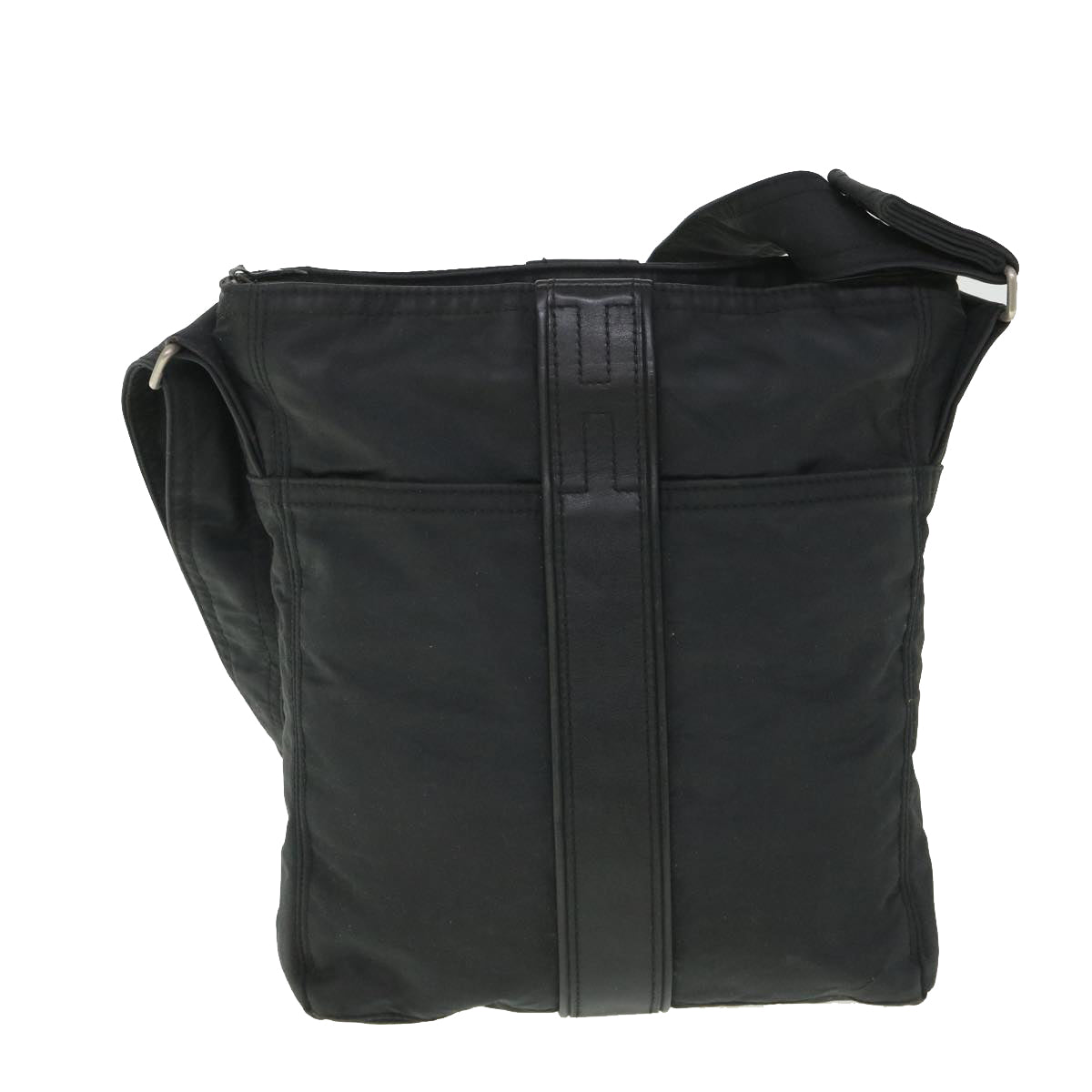 HERMES Acapulco Shoulder Bag Nylon Black Auth bs8567