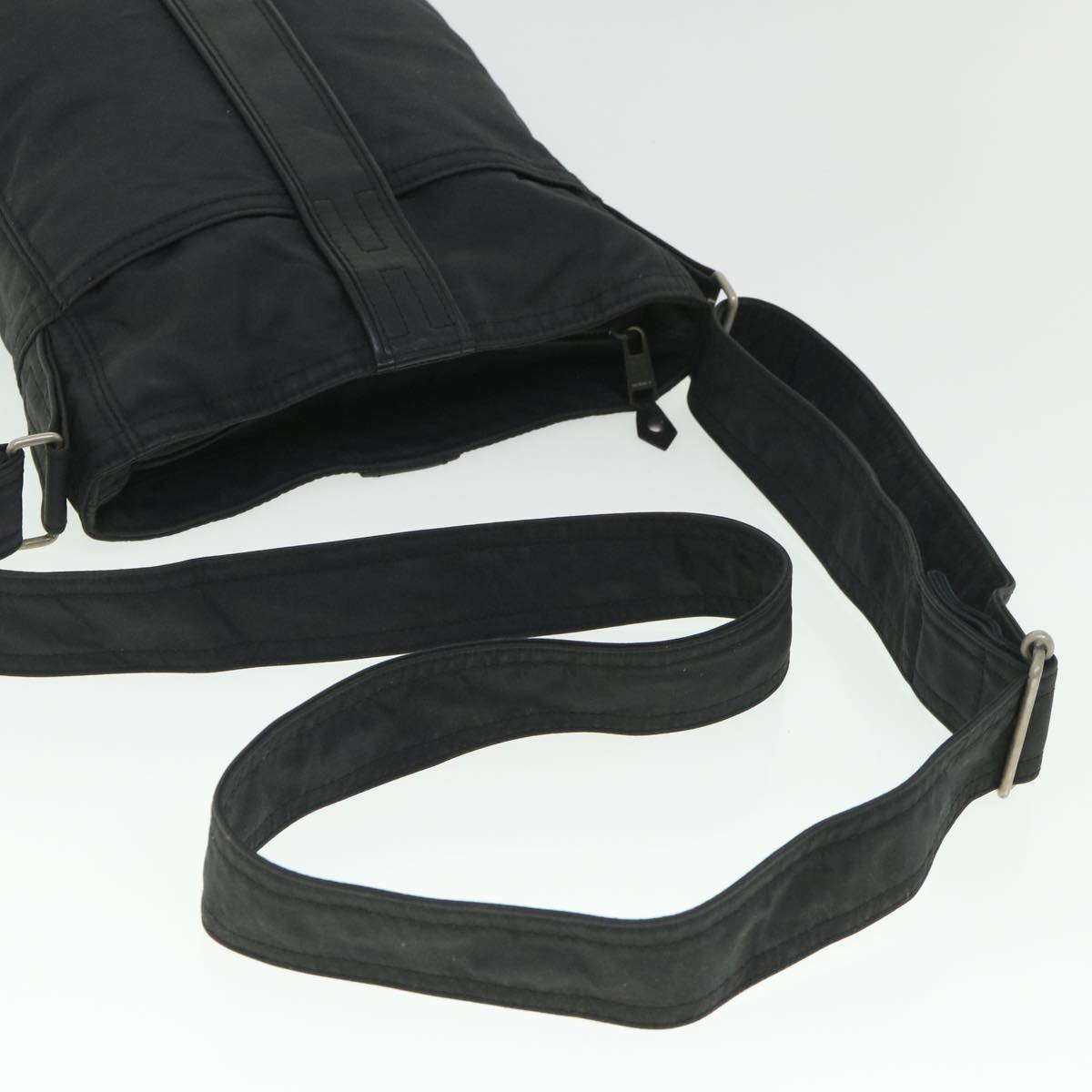 HERMES Acapulco Shoulder Bag Nylon Black Auth bs8567