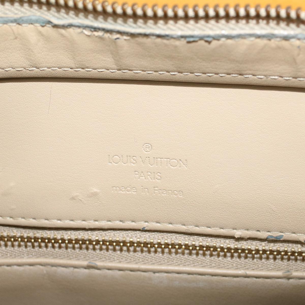 LOUIS VUITTON Monogram Vernis Houston Hand Bag Beige M91004 LV Auth bs8580