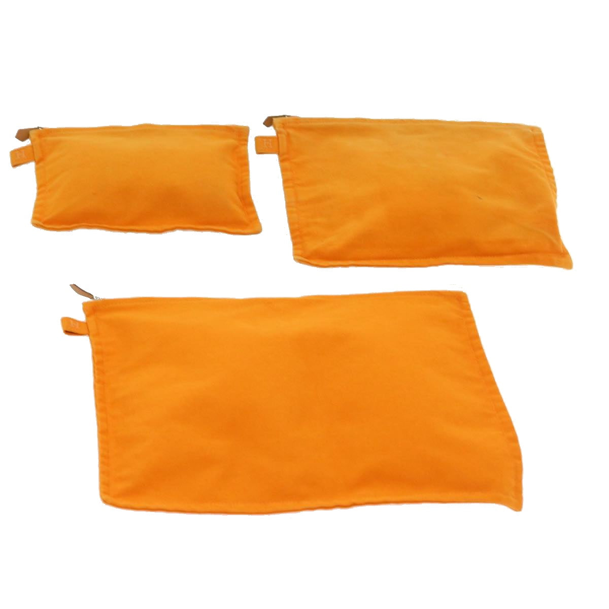 HERMES Large Medium Small Pouch Canvas 3Set Orange Auth bs8593