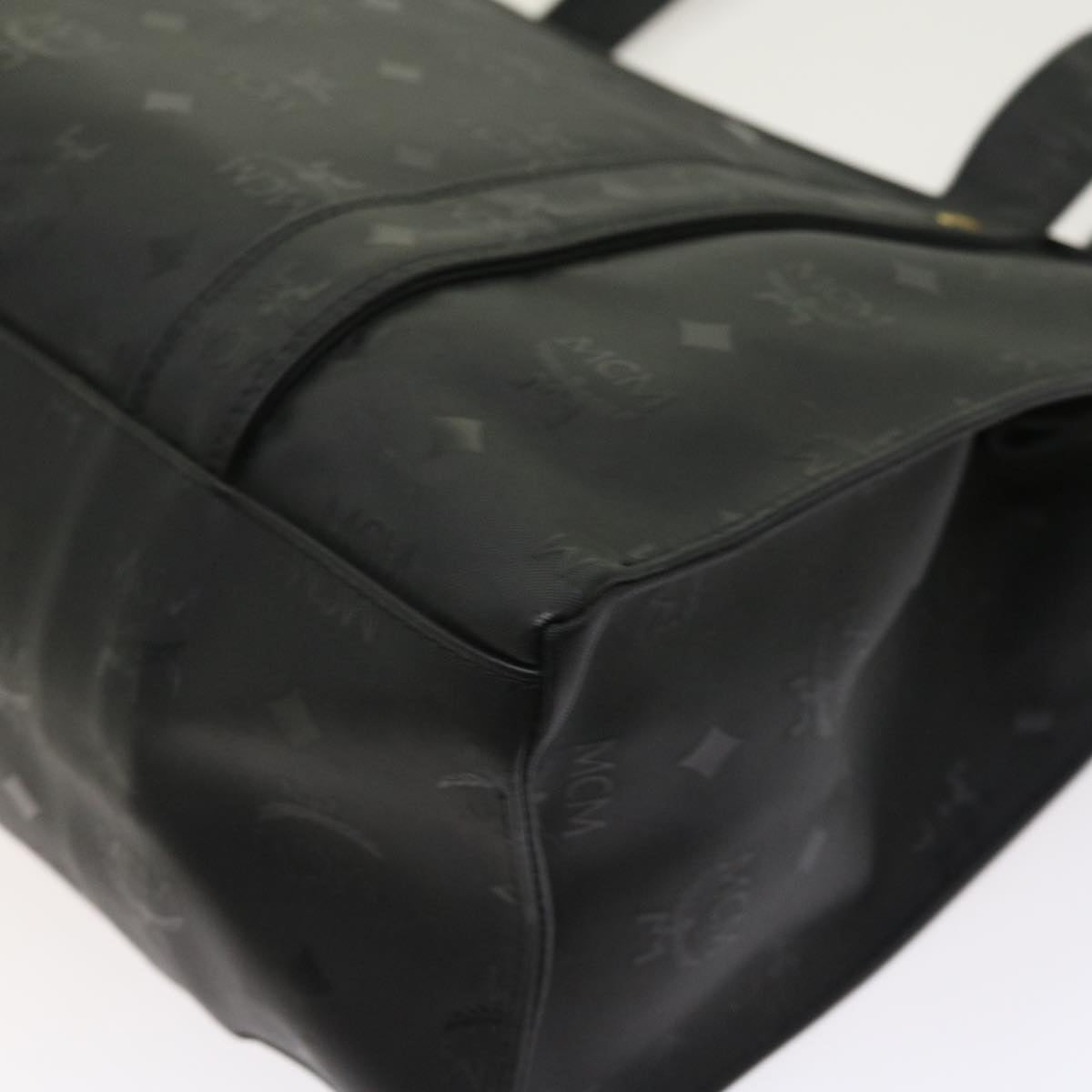 MCM Vicetos Logogram Shoulder Bag Nylon Canvas Black Auth bs8594