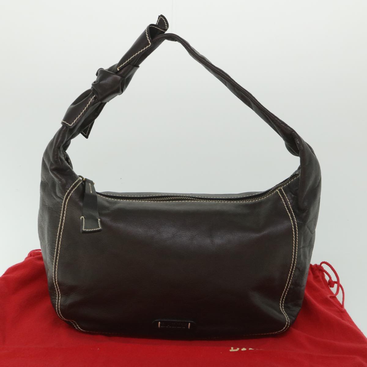 BALLY Shoulder Bag Leather Brown Auth bs8604