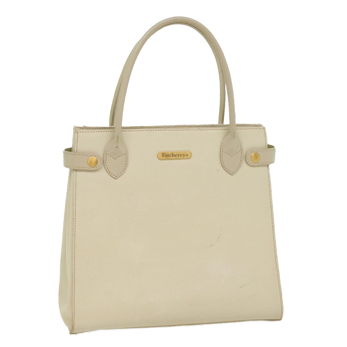 Burberrys Tote Bag Leather White Auth bs8607