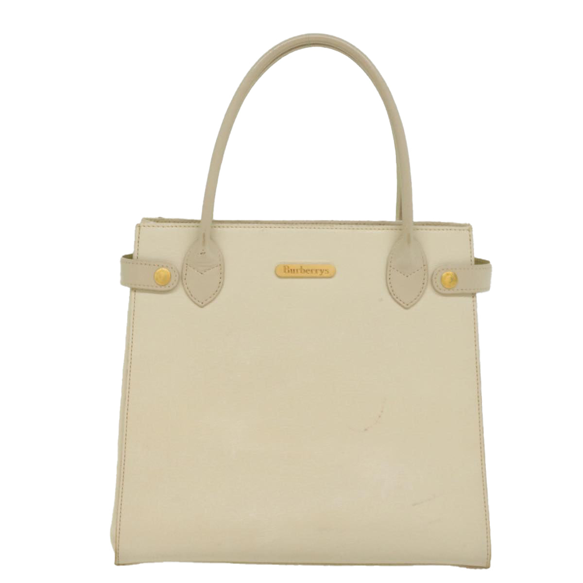 Burberrys Tote Bag Leather White Auth bs8607 - 0