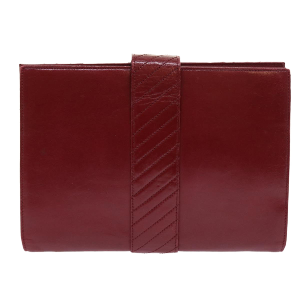 SAINT LAURENT Clutch Bag Leather Red Auth bs8608