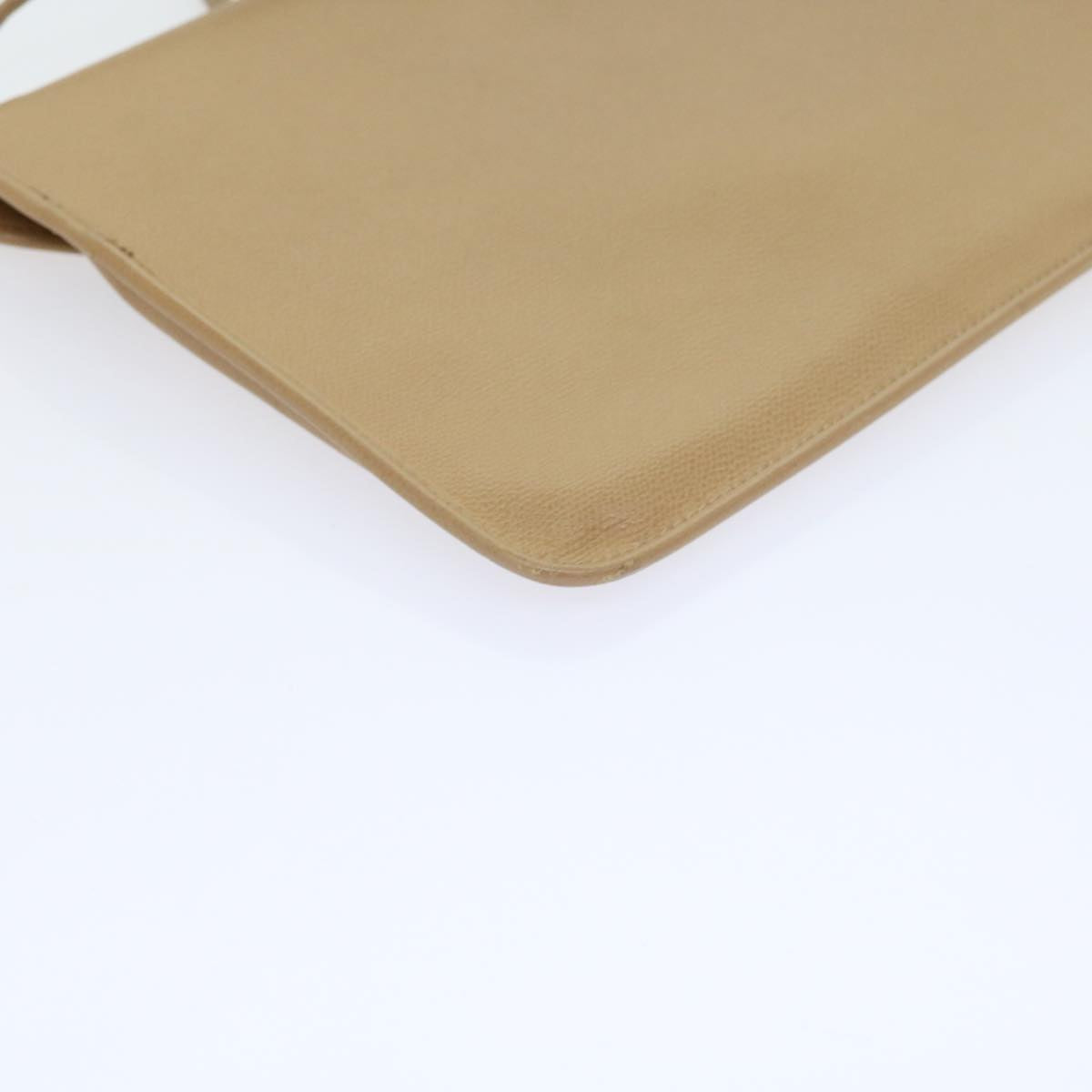 SAINT LAURENT Shoulder Bag Leather Beige Auth bs8609