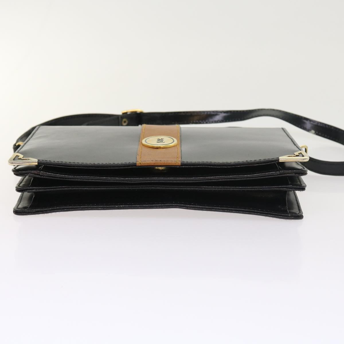 SAINT LAURENT Shoulder Bag Leather Black Auth bs8615