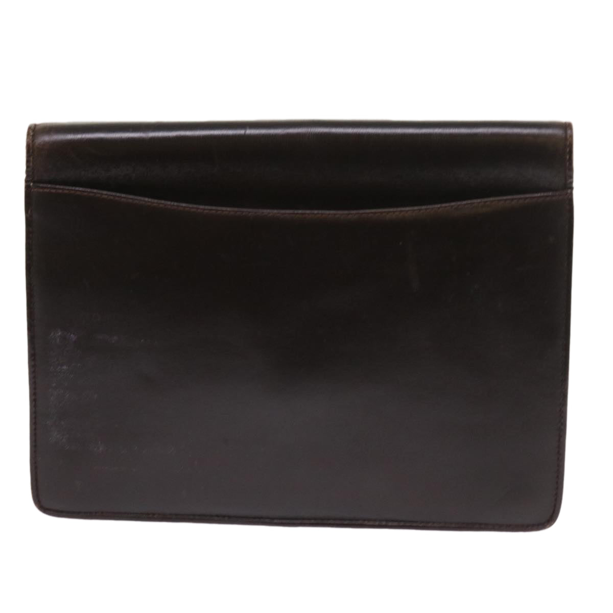 CELINE Clutch Bag Leather Brown Auth bs8620 - 0