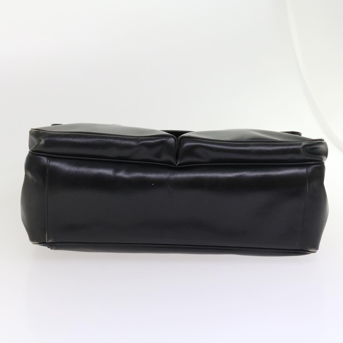 PRADA Business Bag Leather Black Auth bs8622