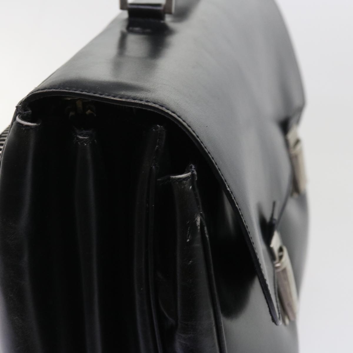 PRADA Business Bag Leather Black Auth bs8622