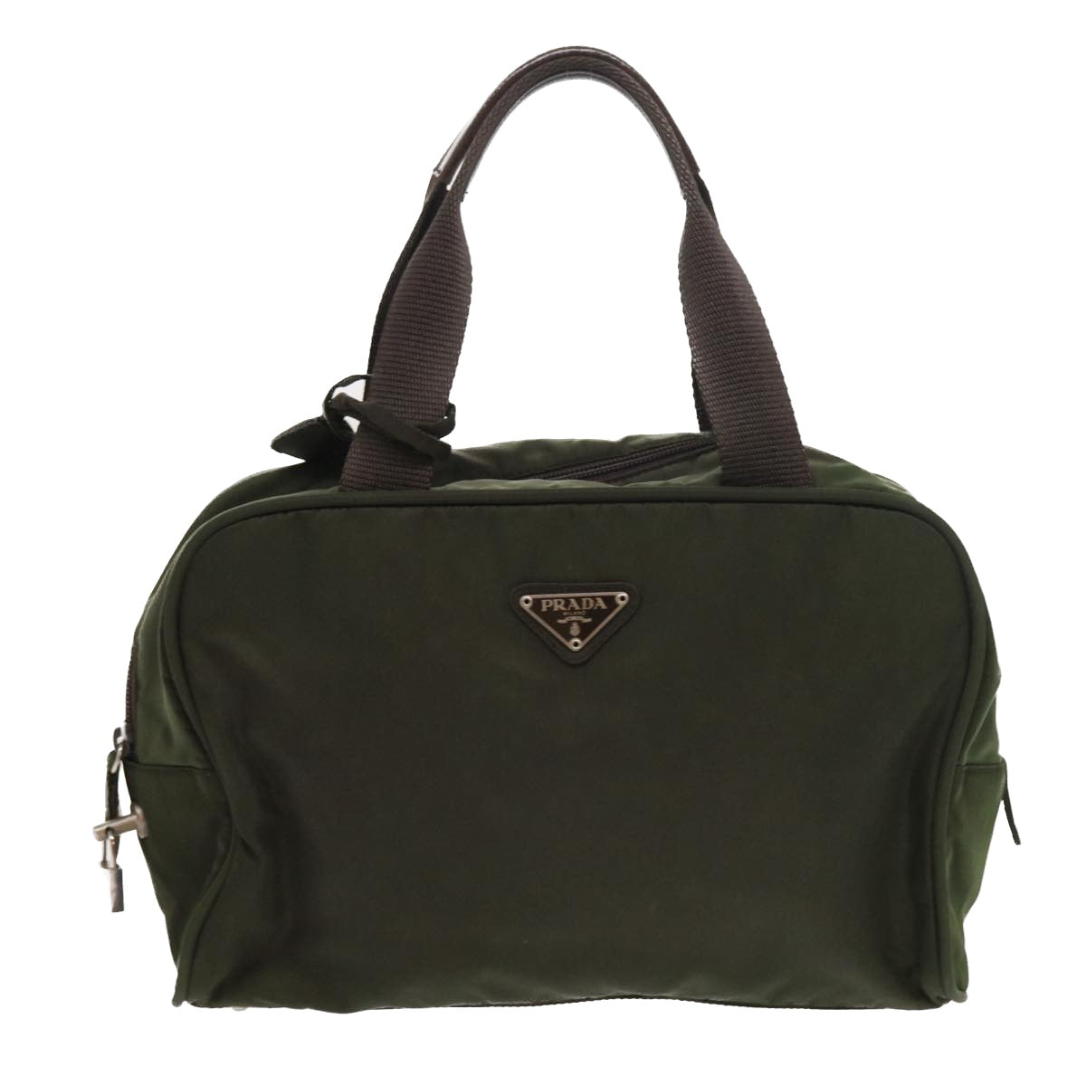 PRADA Hand Bag Nylon Green Auth bs8634