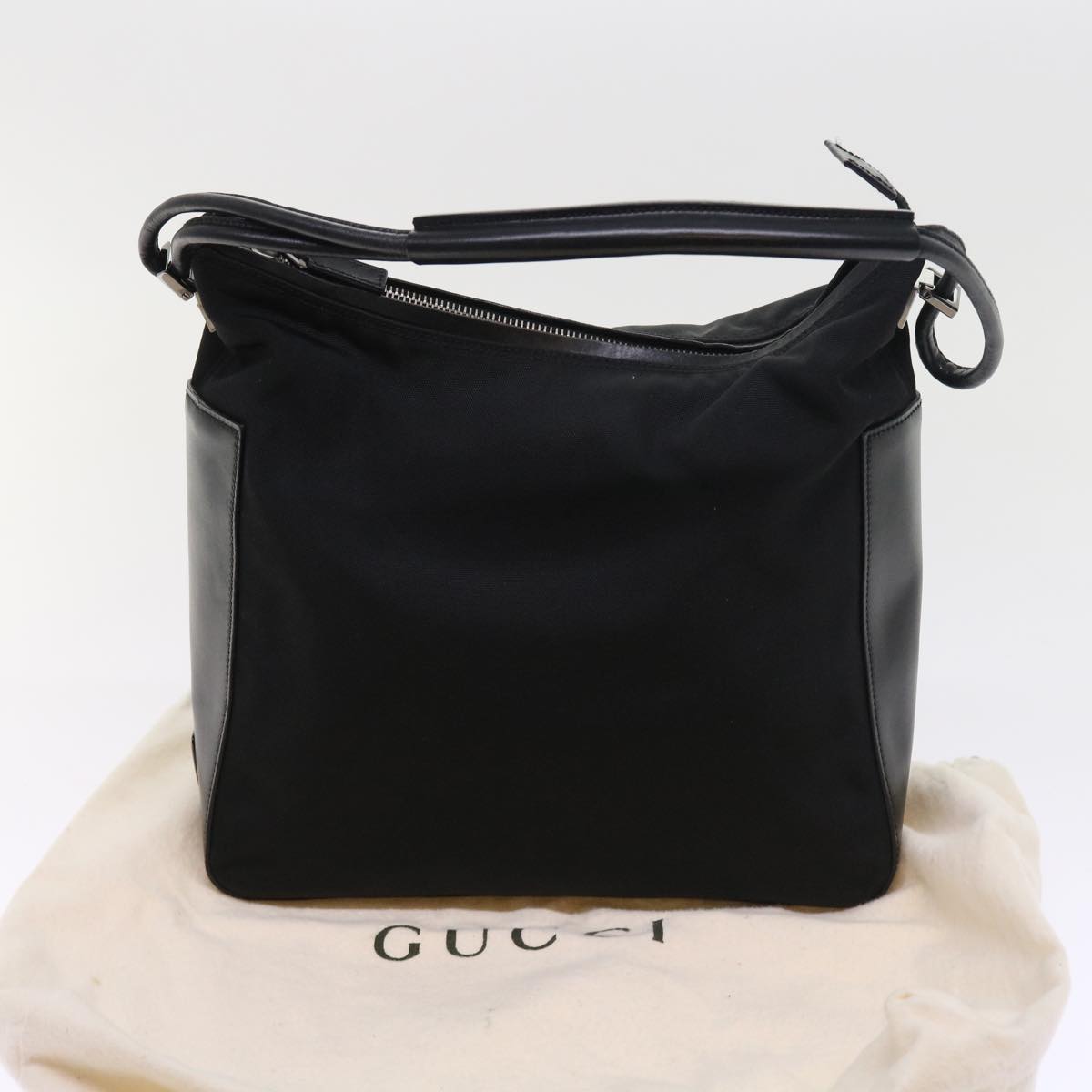 GUCCI Shoulder Bag Canvas Black Auth bs8637