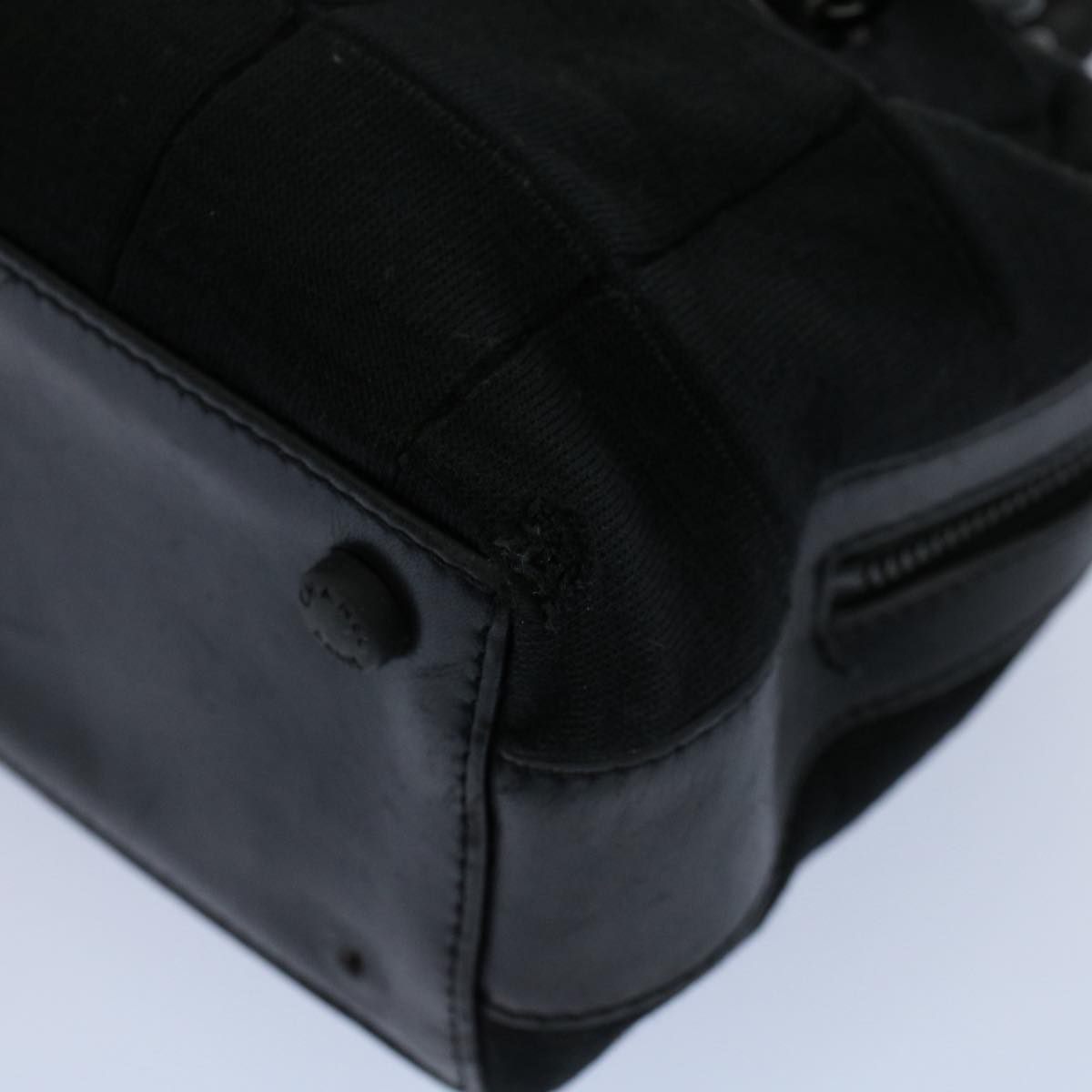 CHANEL Choco Bar Chain Shoulder Bag Ccotton Black CC Auth bs8642