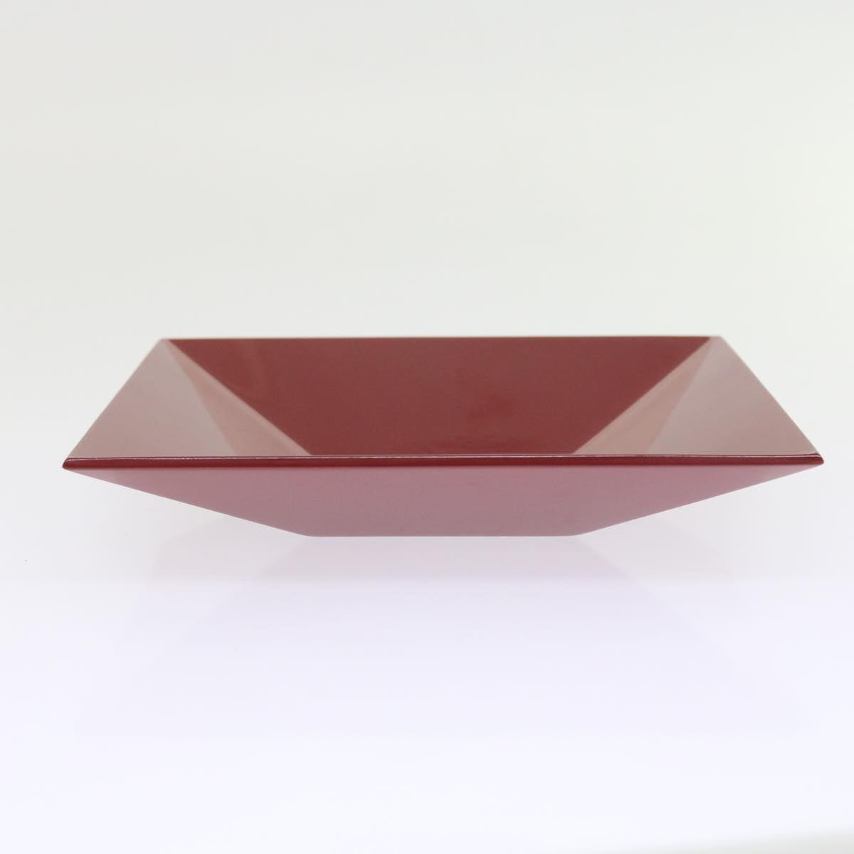 HERMES Buffalo Horn Square Plate Plastic Red Brown Auth bs8647