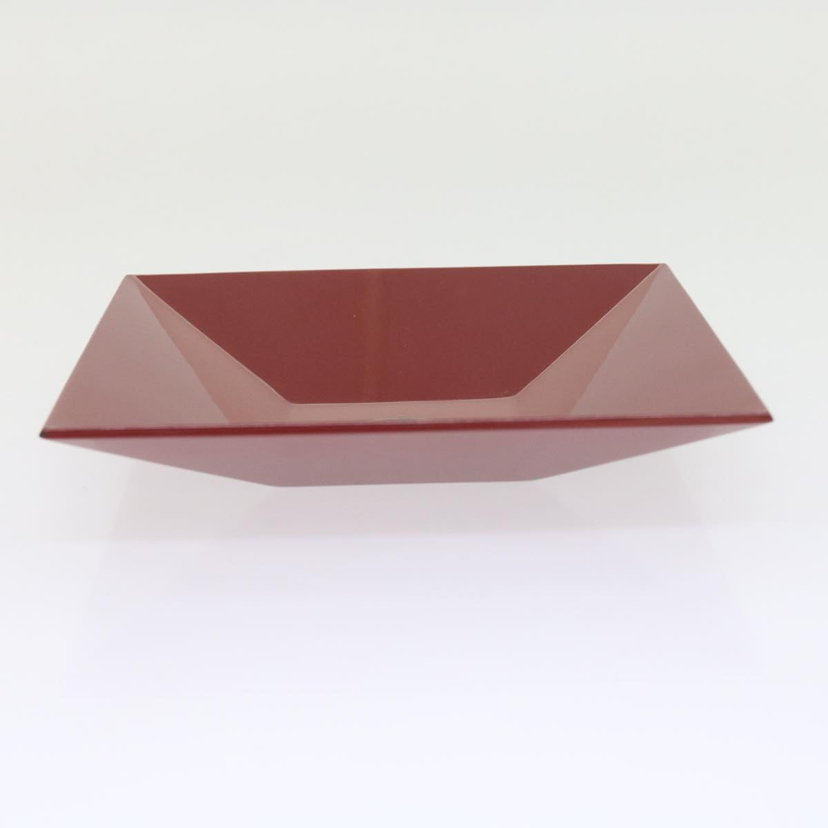 HERMES Buffalo Horn Square Plate Plastic Red Brown Auth bs8647