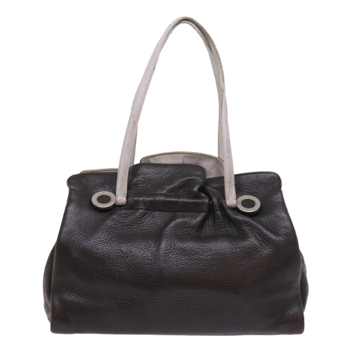 BVLGARI Shoulder Bag Leather Black Auth bs8655