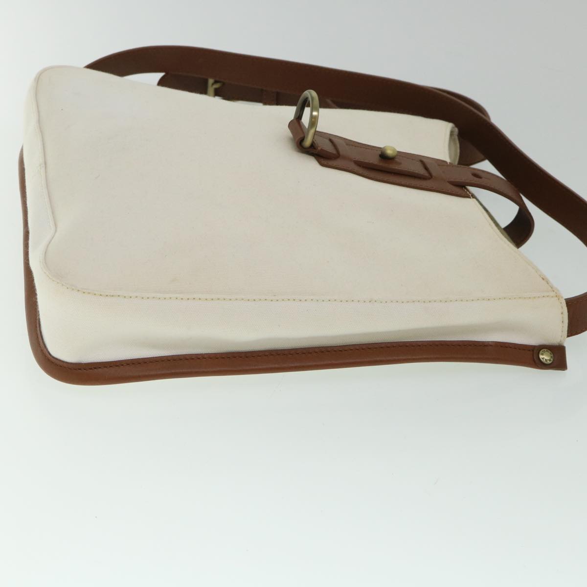 BURBERRY Shoulder Bag Canvas White Auth bs8689