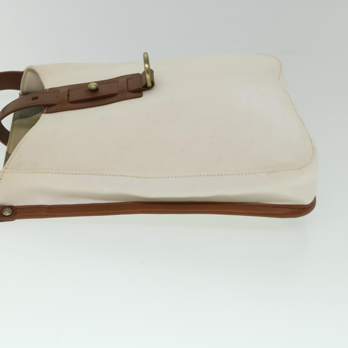 BURBERRY Shoulder Bag Canvas White Auth bs8689