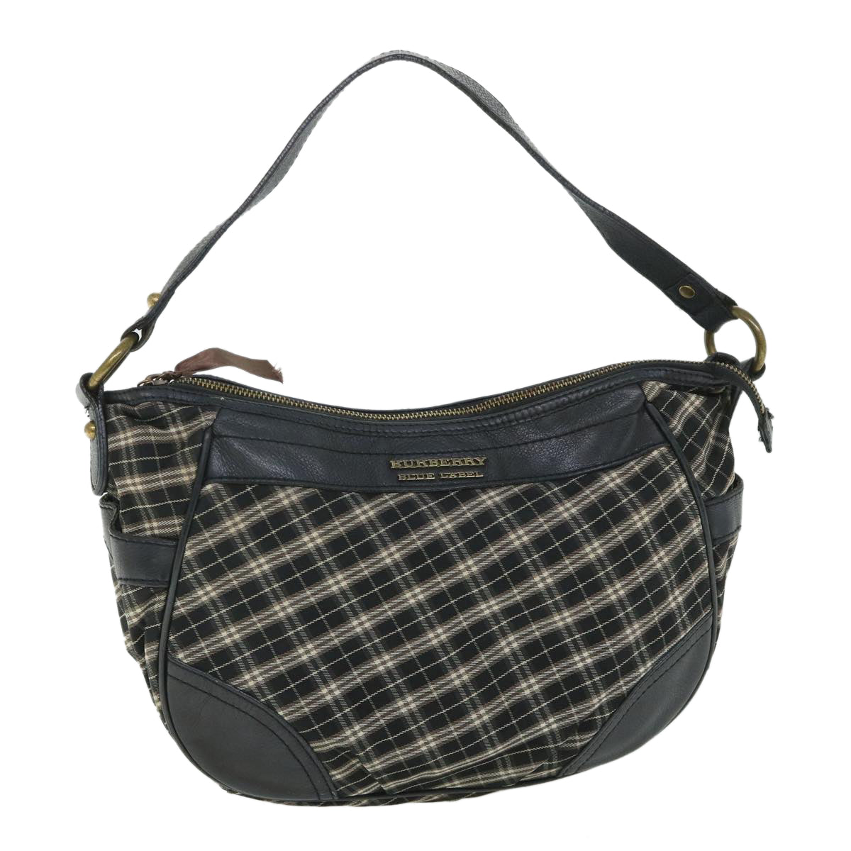 BURBERRY Nova Check Blue Label Shoulder Bag Canvas Navy Auth bs8690