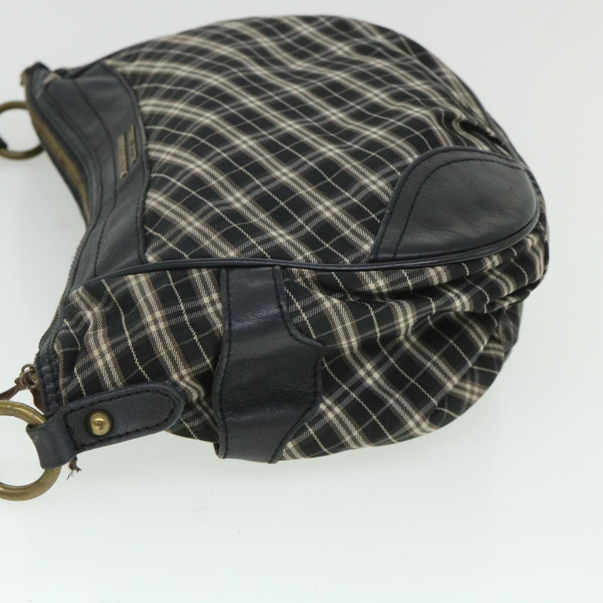 BURBERRY Nova Check Blue Label Shoulder Bag Canvas Navy Auth bs8690