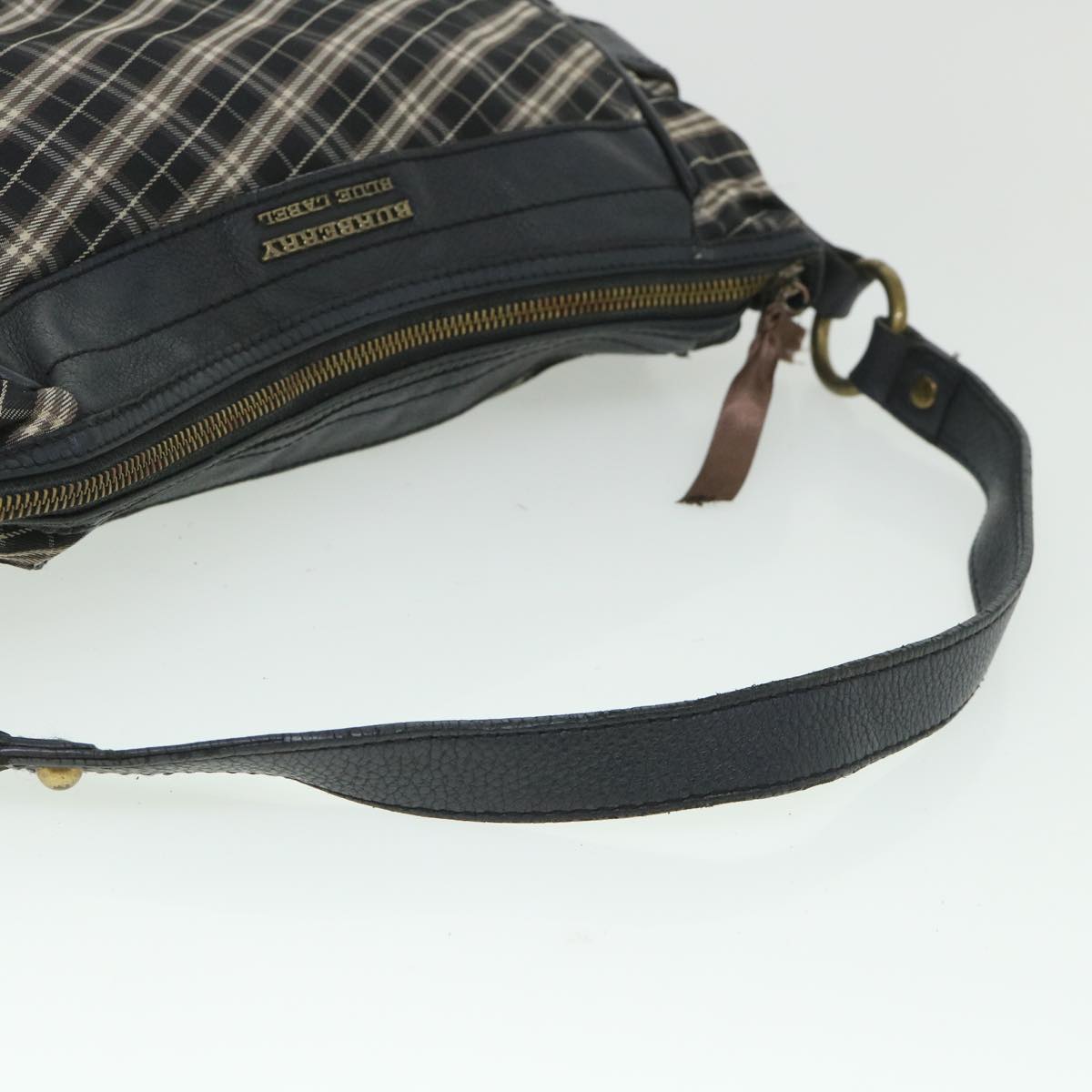 BURBERRY Nova Check Blue Label Shoulder Bag Canvas Navy Auth bs8690