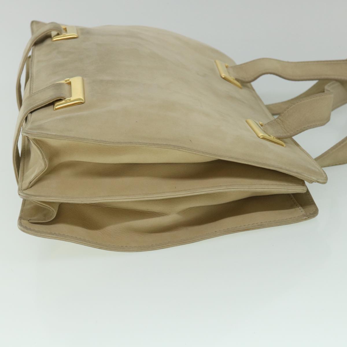 CELINE Shoulder Bag Suede Beige Auth bs8698