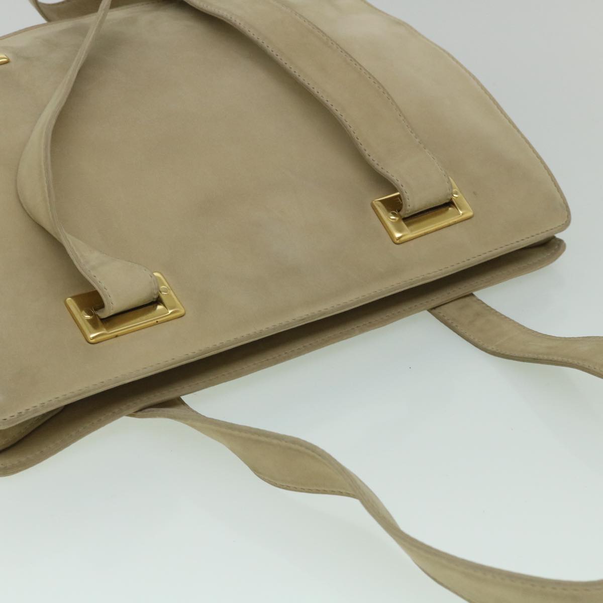 CELINE Shoulder Bag Suede Beige Auth bs8698