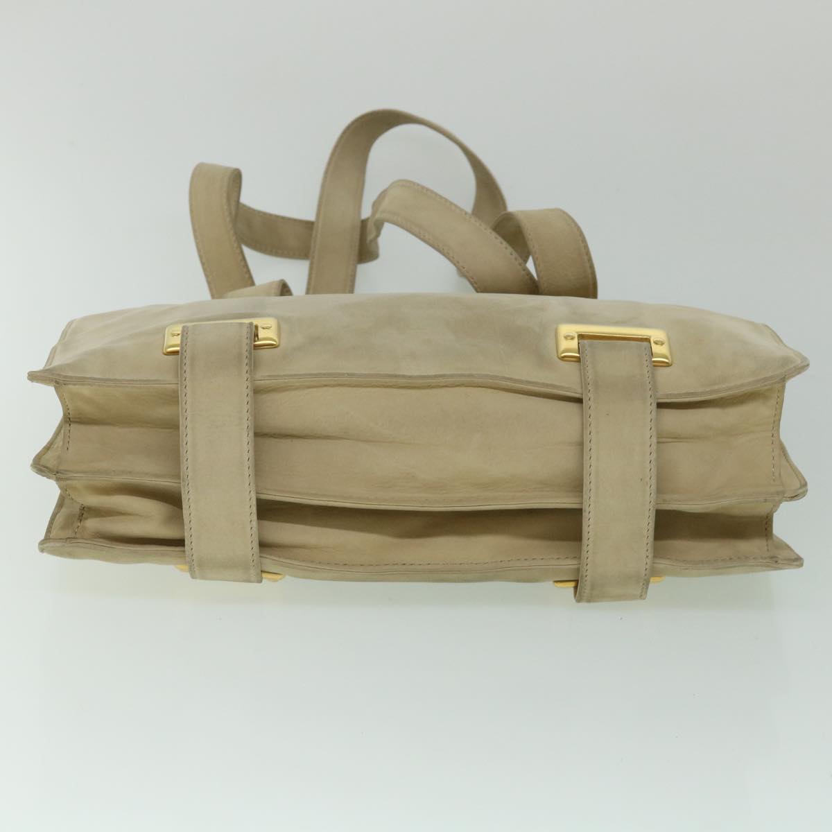 CELINE Shoulder Bag Suede Beige Auth bs8698