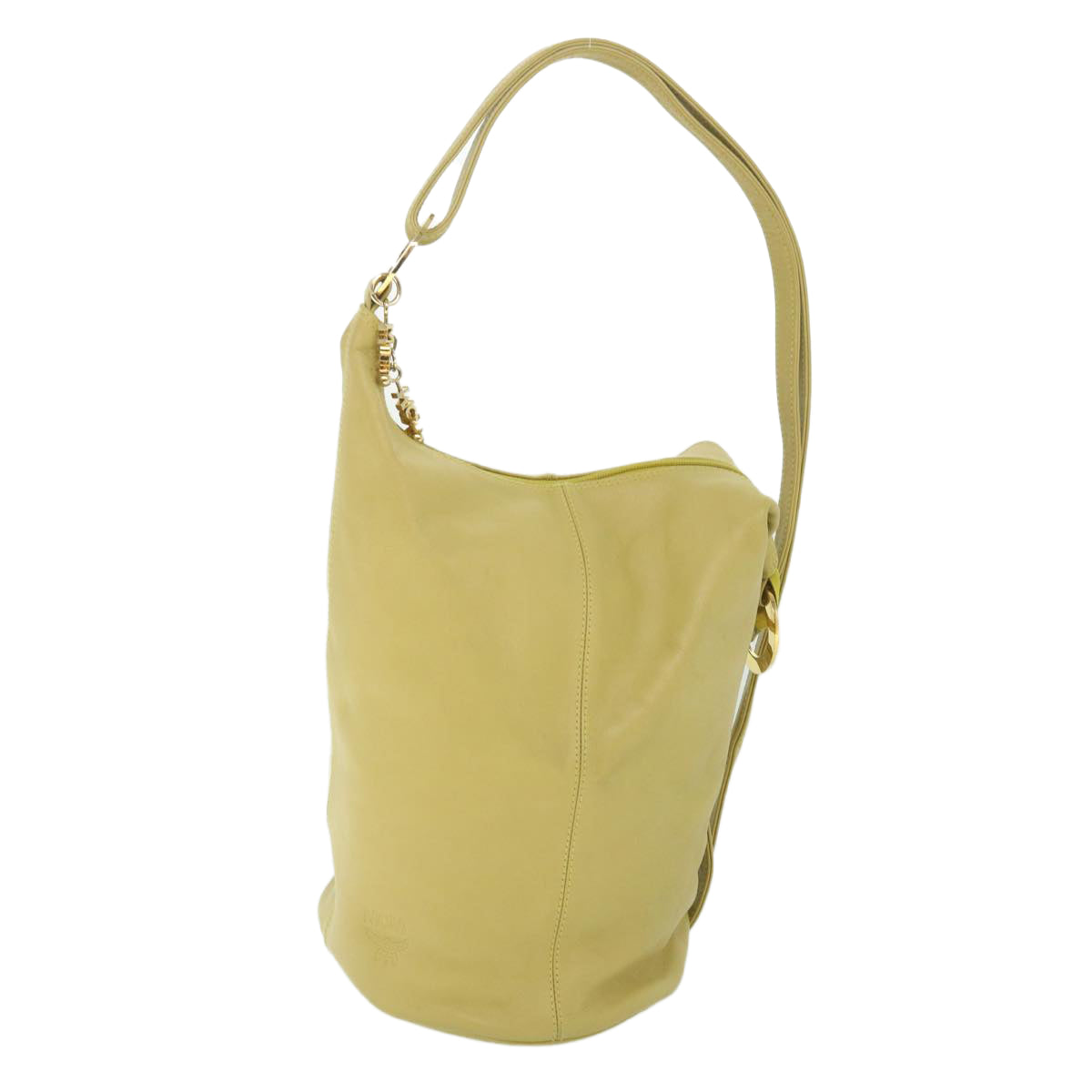 MCM Shoulder Bag Leather Beige Auth bs8704