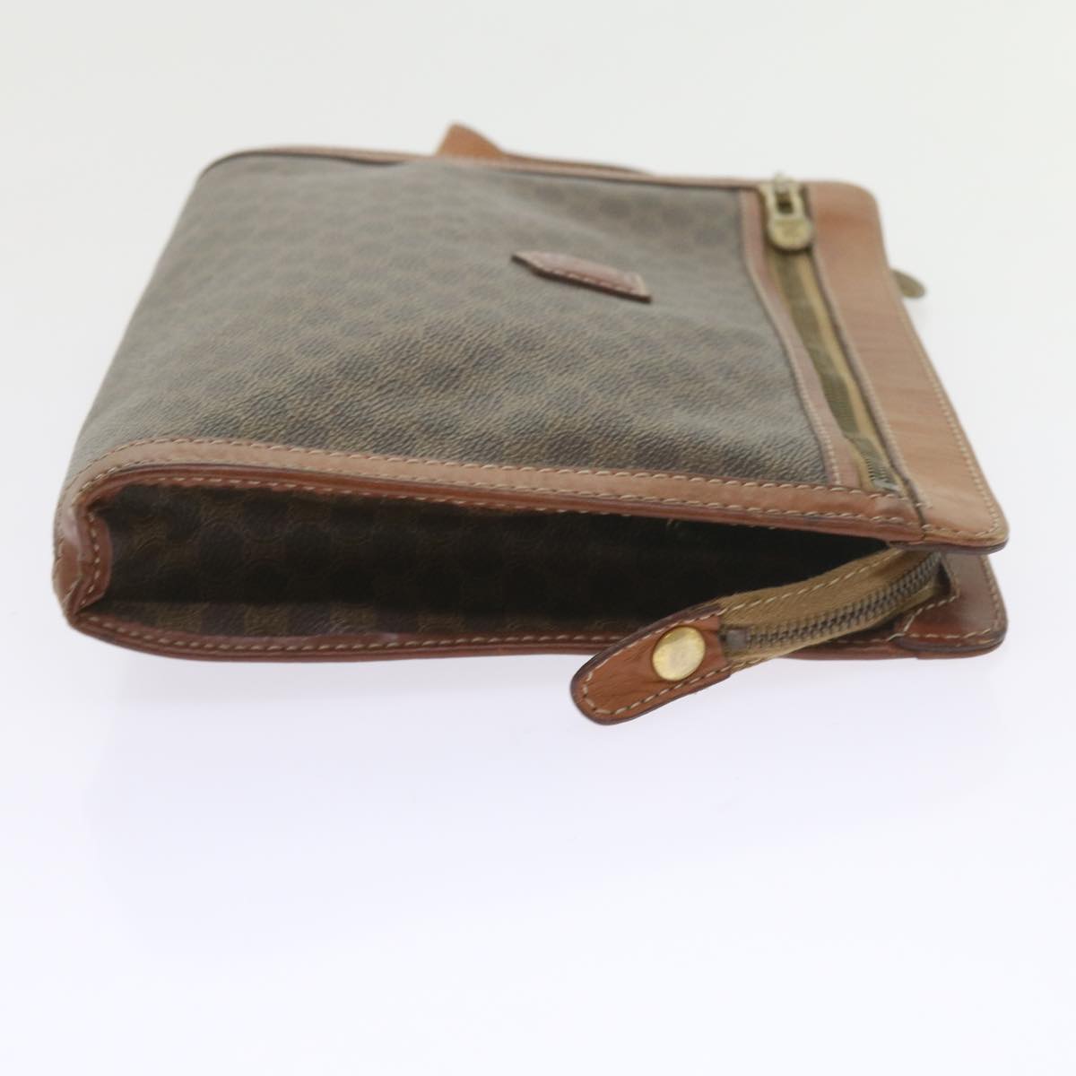 CELINE Macadam Canvas Clutch Bag PVC Leather 4Set Brown Beige Auth bs8705