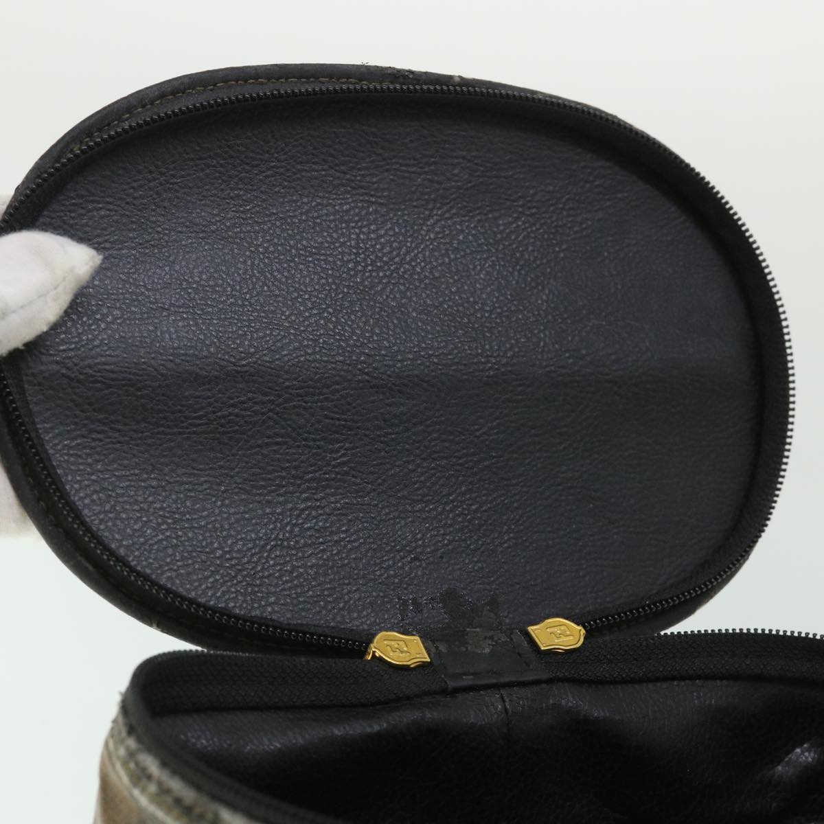 FENDI Pecan Canvas Vanity Cosmetic Pouch Black Brown Auth bs8733