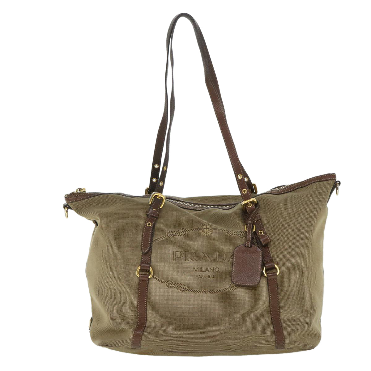 PRADA Shoulder Bag Nylon Canvas 2way Brown Auth bs8742 - 0