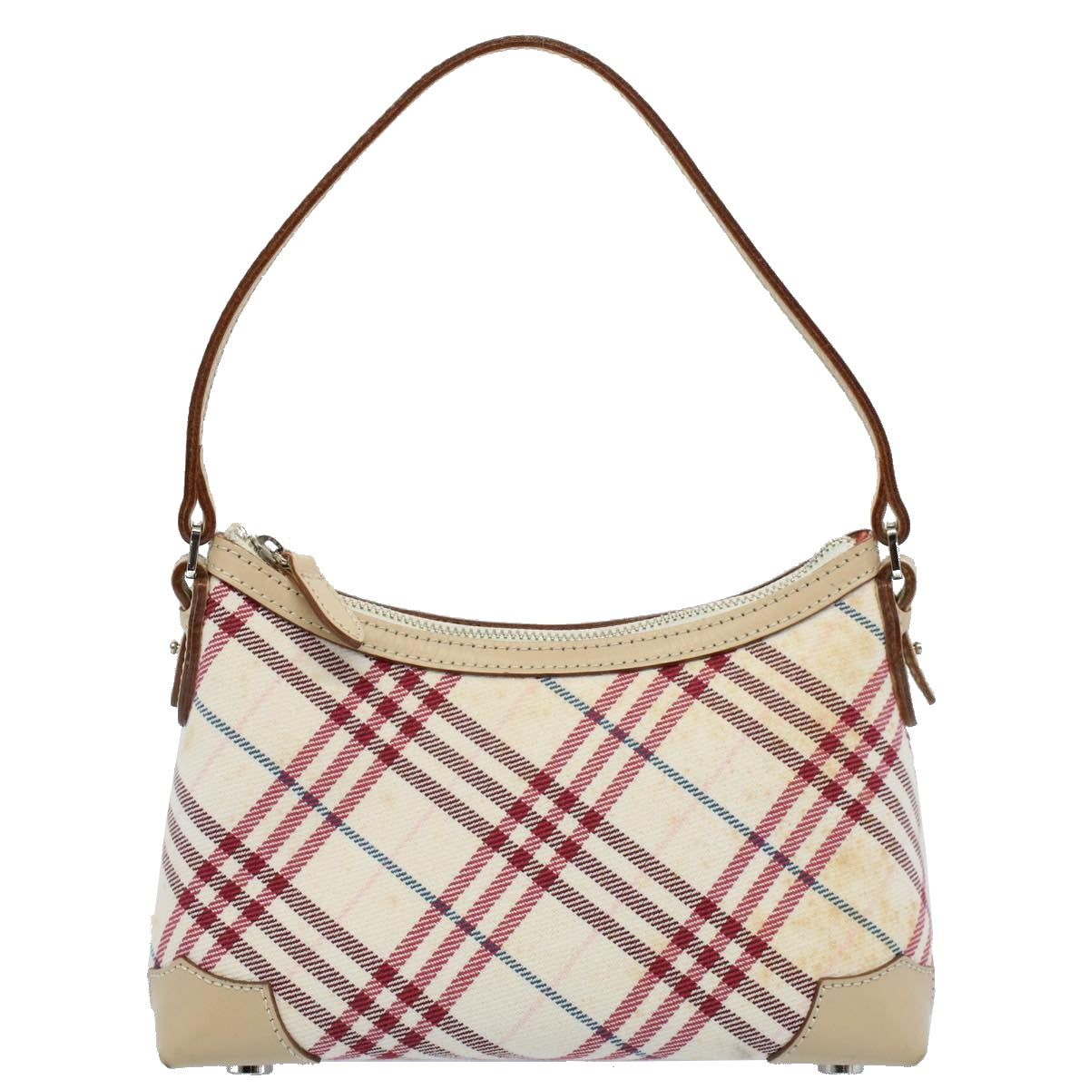 BURBERRY Nova Check Blue Label Accessory Pouch Canvas Beige Auth bs8753