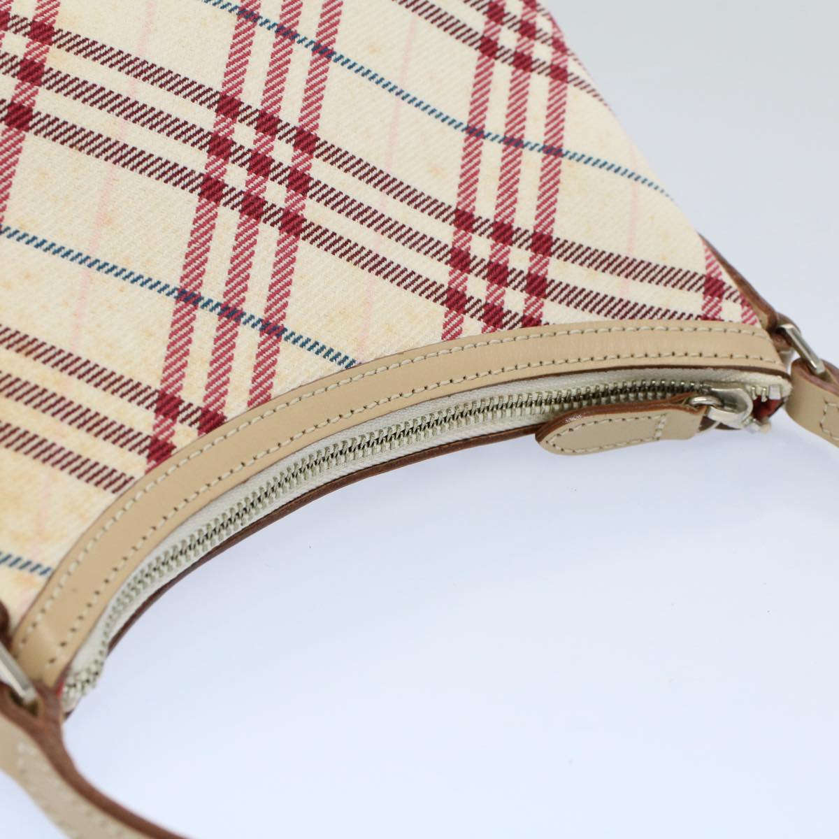 BURBERRY Nova Check Blue Label Accessory Pouch Canvas Beige Auth bs8753