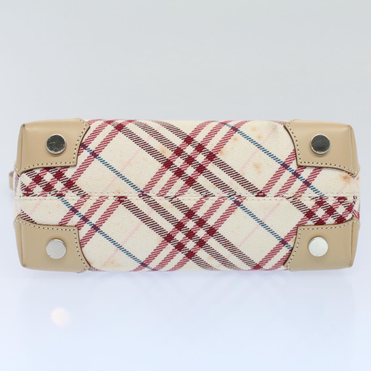 BURBERRY Nova Check Blue Label Accessory Pouch Canvas Beige Auth bs8753