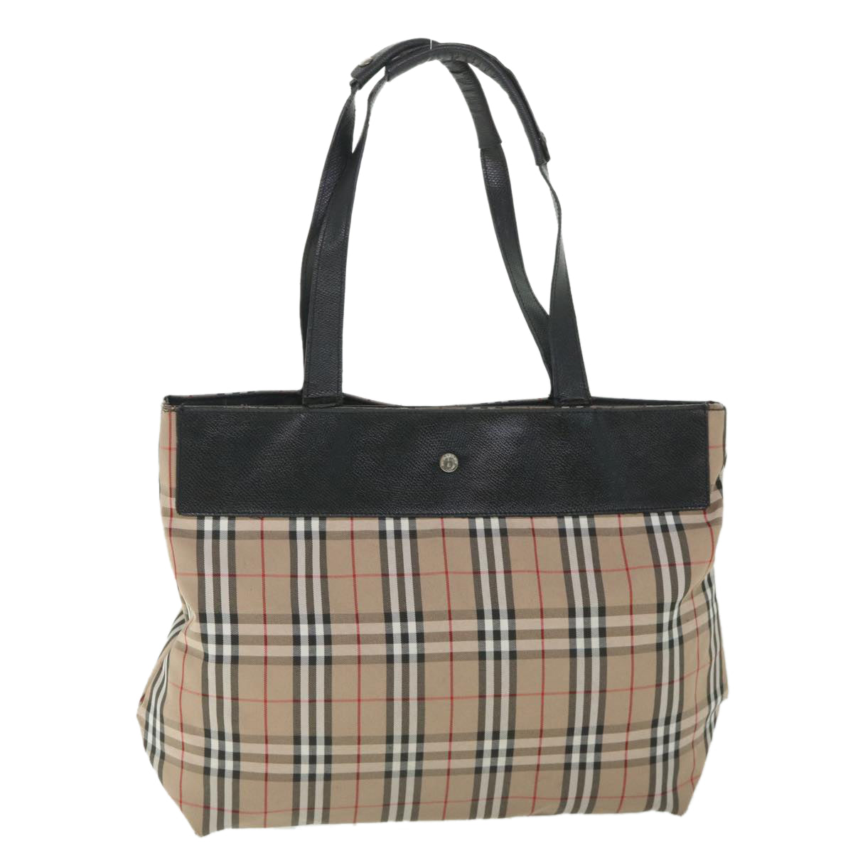 BURBERRY Nova Check Tote Bag Nylon Beige Auth bs8755