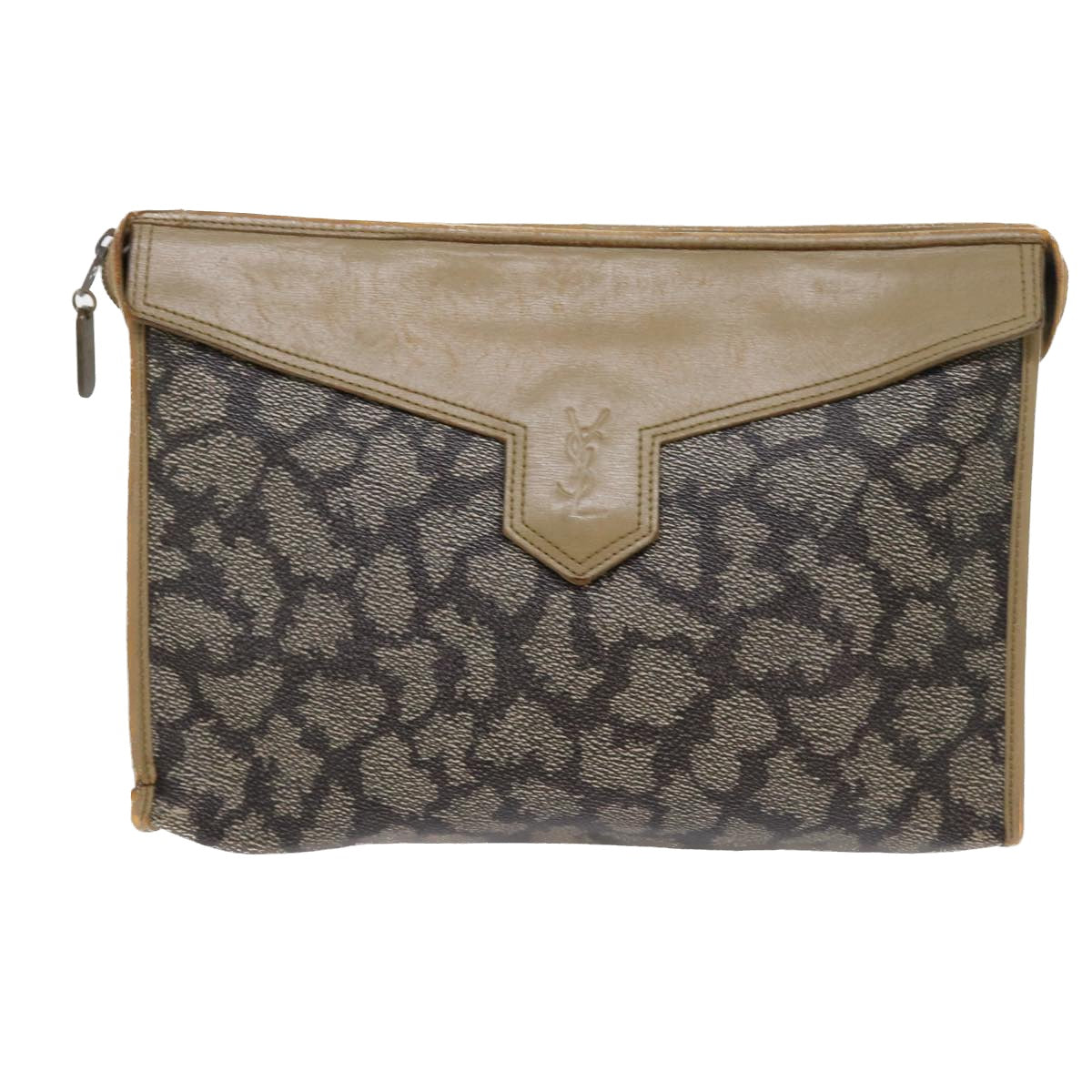 SAINT LAURENT Clutch Bag Wallet Leather 5Set Beige Pink Auth bs8757 - 0
